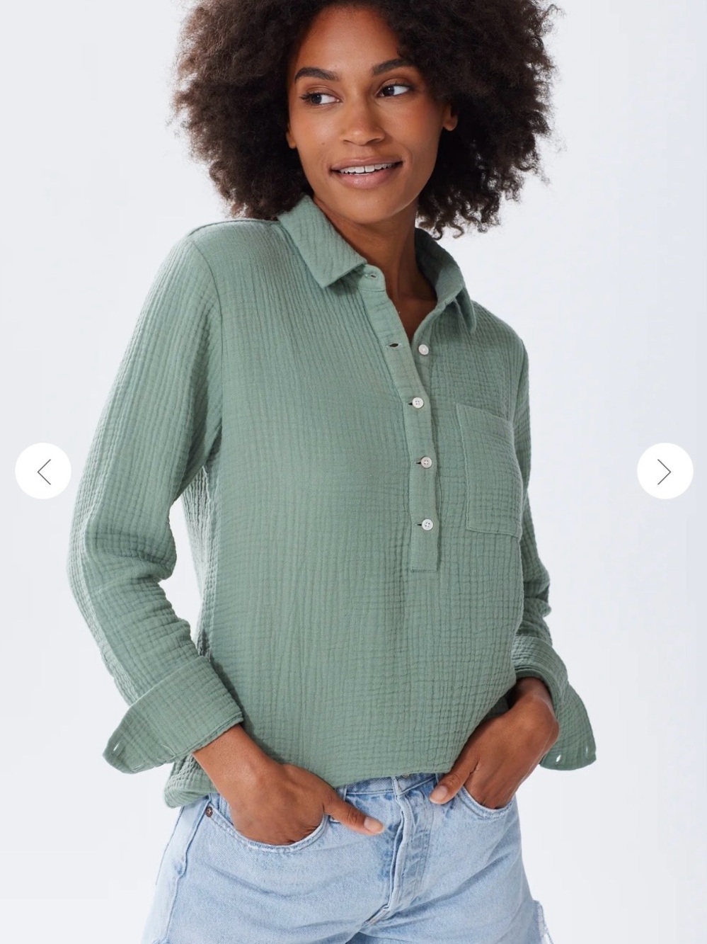 Alice Walk Cloud Top in Sage Green, Size M